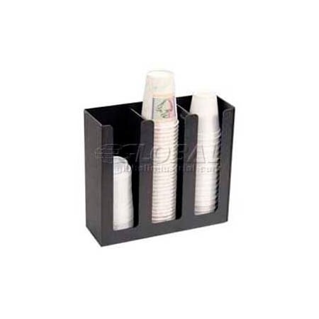 Vertiflex Products Vertiflex Products Cup/Lid Holder, 3 Columns, 12-3/4"W x 4-1/2"D x 11-3/4"H, Black VRTVFPC1000